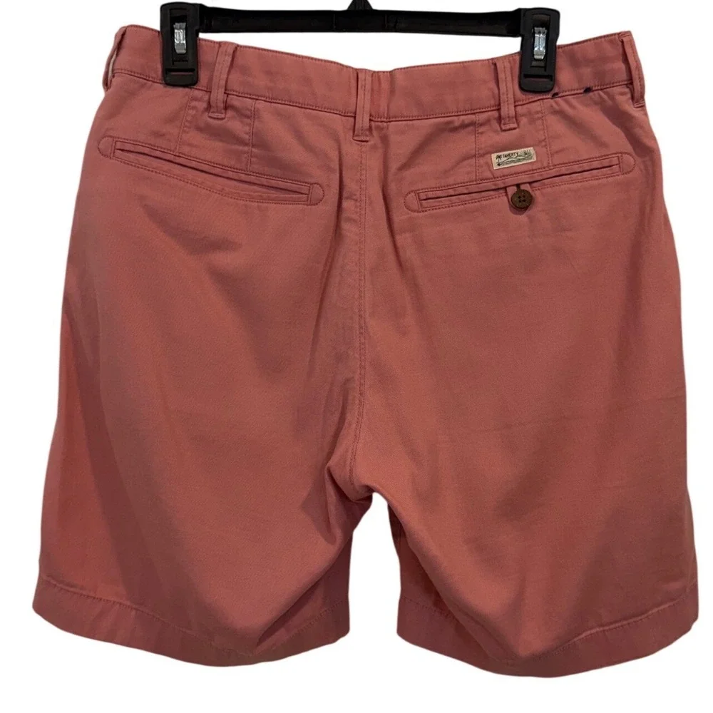 Faherty Mens All Day Shorts Coral Pink Organic Cotton Tencel Chino Size 31 7in